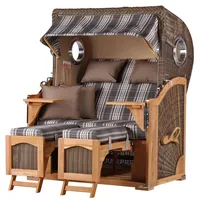 Bene living Strandkorb Ammersee 2-Sitzer Teak - PE grau