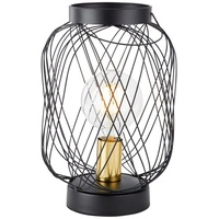 Brilliant Lampe Brogan Tischleuchte schwarz/messing gebürstet 1x A60, E27,