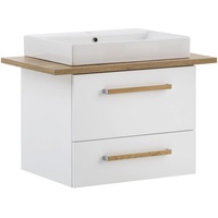 Schildmeyer MÖBELPARTNER Waschbecken mit Unterschrank Duo 701517 kreideweiß, eiche