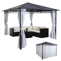 Mendler Hardtop Pergola HWC-C77, Garten Pavillon, Kunststoff-Dach Seitenwand Alu