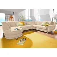 TRENDMANUFAKTUR Wohnlandschaft »Rondo, U-Form«, inkl.Federkern, wahlweise mit Bettfunktion beige