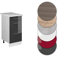 Vicco Küchenunterschrank R-Line 40 cm mit Schubladen, AP Marmor