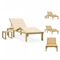 VidaXL Garten-Sonnenliege mit Tisch und Auflage Kiefer Imprägniert
