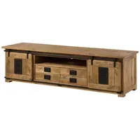 Massivmoebel24 Railway TV-Board 200x55x50 cm Natur Lackiert Holz