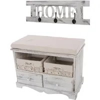 Mendler Garderobe mit Sitzbank Kommode mit 2 Körben 42x62x33cm,