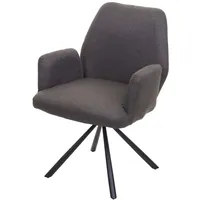 Mendler Esszimmerstuhl HWC-H71, Küchenstuhl Lehnstuhl Stuhl, Stoff/Textil Stahl grau-braun