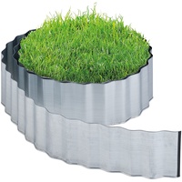Relaxdays Rasenkante 6m, aus Metall, verzinkt, flexibel, Umrandung f.