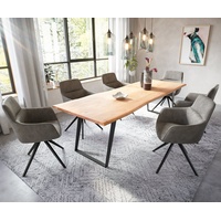 DeLife Esstisch Edge 260x100 Akazie Natur Metall Schräg Live-Edge