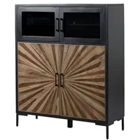 Massivmoebel24 Highboard Sheesham 120x45x145 schwarz lackiert SUN #103