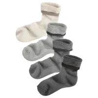 LAVANA Kuschelsocken Damen 1x beige, 1x grau, 1x hellgrau,