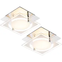 ETC Shop Deckenlampe Deckenleuchte quadratisch Chrom Flurlampe Glas satiniert,