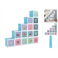 VidaXL Kinderschrank Modular mit 15 Würfeln Blau PP