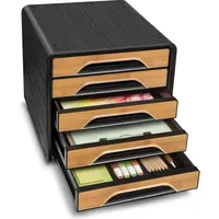 CEP Schubladenbox Smoove schwarz/Bambus 1071115301, DIN A4 mit 5