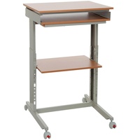 HJH Office Schreibtisch Workstation Buche/Grau Stehpult Home-Office, höhenverstellbar mit