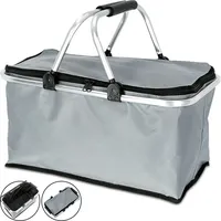 Cepewa Einkaufskorb faltbar Einkaufstasche 30 L Faltkorb Picknickkorb (grau