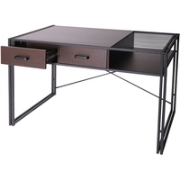 Mendler Schreibtisch HWC-H91, Bürotisch Computertisch, Industrial 76x120x70cm ~ dunkelbraun