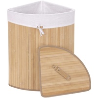 Mendler Eckwäschekorb HWC-C21, Laundry Wäschebox Wäschesammler Wäschebehälter, Bambus 61x48x35cm