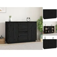 VidaXL Sideboard Schwarz 111x34x75 cm Massivholz Kiefer