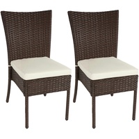 Mendler 2er-Set Poly-Rattan Stuhl HWC-G19, Balkonstuhl Gartenstuhl, stapelbar braun,