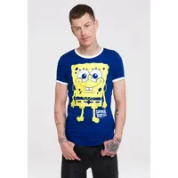 LOGOSHIRT T-Shirt "Spongebob", Herren, Gr. L, blau, 100% Baumwolle,