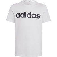 Adidas Essentials Linear Logo Cotton Tee, White/Black, 7-8 Years