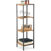 Relaxdays Quadratisches Regal Bambus, und Stahl«, 4 braun|schwarz 30