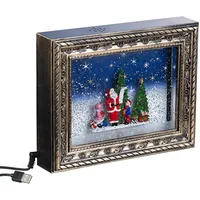 Infactory Weihnachts-Bilderrahmen "Bescherung" mit LEDs, Schneewirbel und Musik