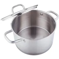 Michelino Bratentopf Ø24cm Edelstahl Kochtopf mit Glasdeckel geeignet für