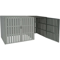 MCW XL 1er-/2er-WPC-Mülltonnenverkleidung Erweiterung MCW-J28, Mülltonnenbox, Metall Holzoptik ~