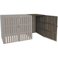 MCW XL 1er-/2er-WPC-Mülltonnenverkleidung Erweiterung MCW-J28, Mülltonnenbox, Metall Holzoptik ~