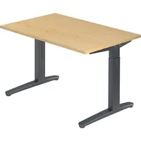 Bümö Schreibtisch Ahorn, Graphit, Nachbildung,Ahorn, Rechteckig, 120x74x80 cm, FSC