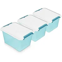 Kreher 3 Stück Aufbewahrungsboxen Arctic Blue mit Deckel aus