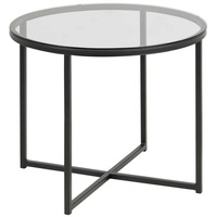 Actona Beistelltisch CROSS, Schwarz - Glas - Ø 55