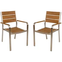 Garden Pleasure 4x Holz Alu Stapelstuhl Gartenstuhl Gartensessel Stuhl