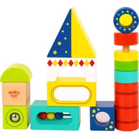 Tooky Toy Kinder Holzbausteine TL717 Buchenholz, 13 Bausteine, Aufbewahrungsbox