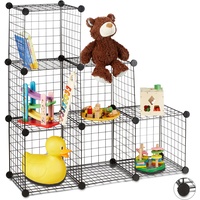 Relaxdays Regalsystem Drahtgitter, 6 Fächer, Offenes Steckregal, verschiedene Größen,