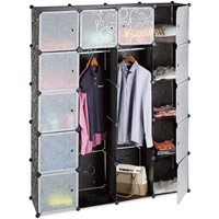 Relaxdays Kleiderschrank, 10021971_46 schwarz, transparent 145,0 x 36,5 x