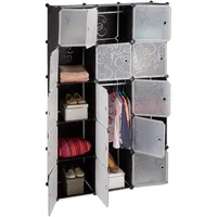 Relaxdays Regalsystem Kleiderschrank 11 Fächern, Garderobe mit 2 Kleiderstangen,