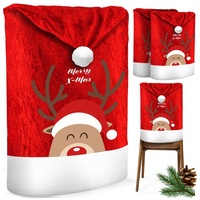 Kesser KESSER® Premium Weihnachtsstuhlüberzug Set Stuhlhussen für Weihnachten Nikolausmütze