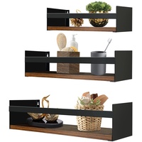 Eympeu Wandregal 3er Set, Wandregal Holz mit Metall, Geeignet