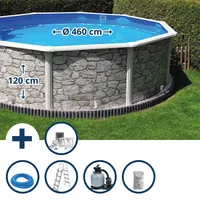 Gre Stahlwandpool Set rund 460 x 120 cm, Stahl