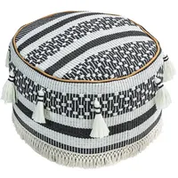 Dehner Pouf Livia Ø 35 x 20 cm Schwarz/Weiß