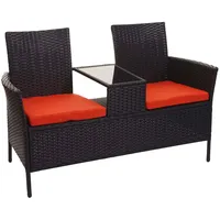 MCW Poly-Rattan Sitzbank mit Tisch MCW-E24, Gartenbank E24