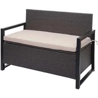 MCW Poly-Rattan 2er Sitzbank MCW-F39, Gartenbank Truhenbank, Staufach Aufbewahrung