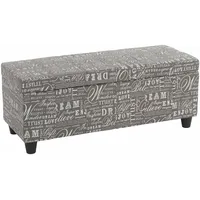 MCW Aufbewahrungs-Truhe Kriens Stoff/Textil 45x114x45cm Schriftzug Grau