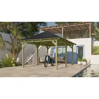Karibu Pavillon "Jalingo 2" SET kdi mit Schindeln schwarz