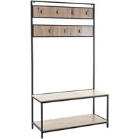 MCW Standgarderobe MCW-D44, Garderobe Garderobenständer, mit Ablage 184x102x41cm
