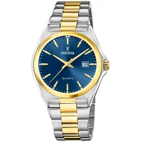 Festina Edelstahl Herren Uhr Armbanduhr silber gold Casual D2UF20554/4