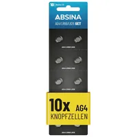 Absina Knopfzelle 10er Pack - 1,5V Alkaline Knopfzellen auslaufsicher