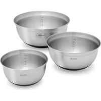 Brabantia Rührschüssel Stahl matt schwarz, 3-er Set 1+1.6+3L
